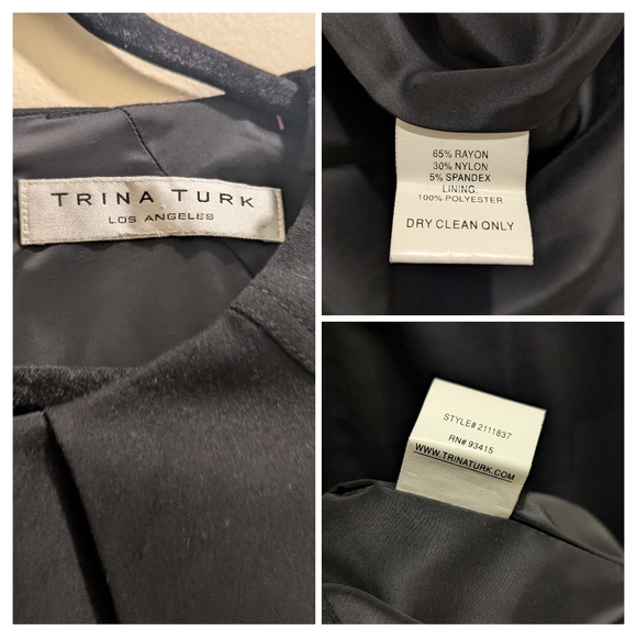 Trina Turk Black Brigadier Dress Ponte Sheath Sleeveless Round Neckline- M - Picture 10 of 16